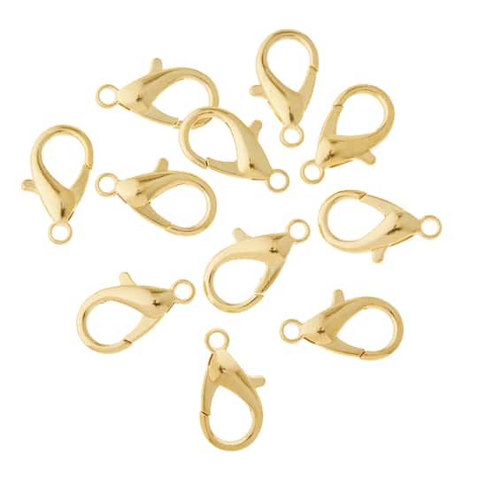 12 Pack: Gold Large Lobster Clasps by Bead Landing&#x2122;